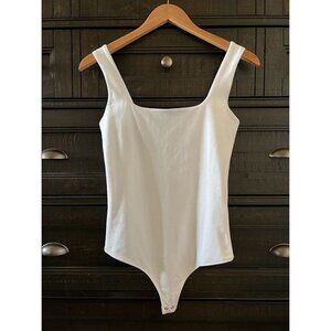 Abercrombie & Fitch Cotton Blend Seamless Fabric Tank Bodysuit White Medium